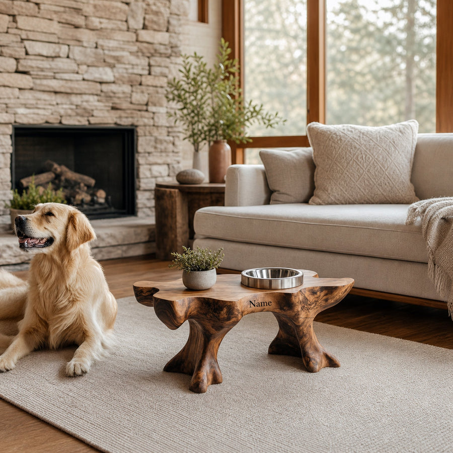 Farmhouse Raised Dog Bowl Holder For Easy Feeding