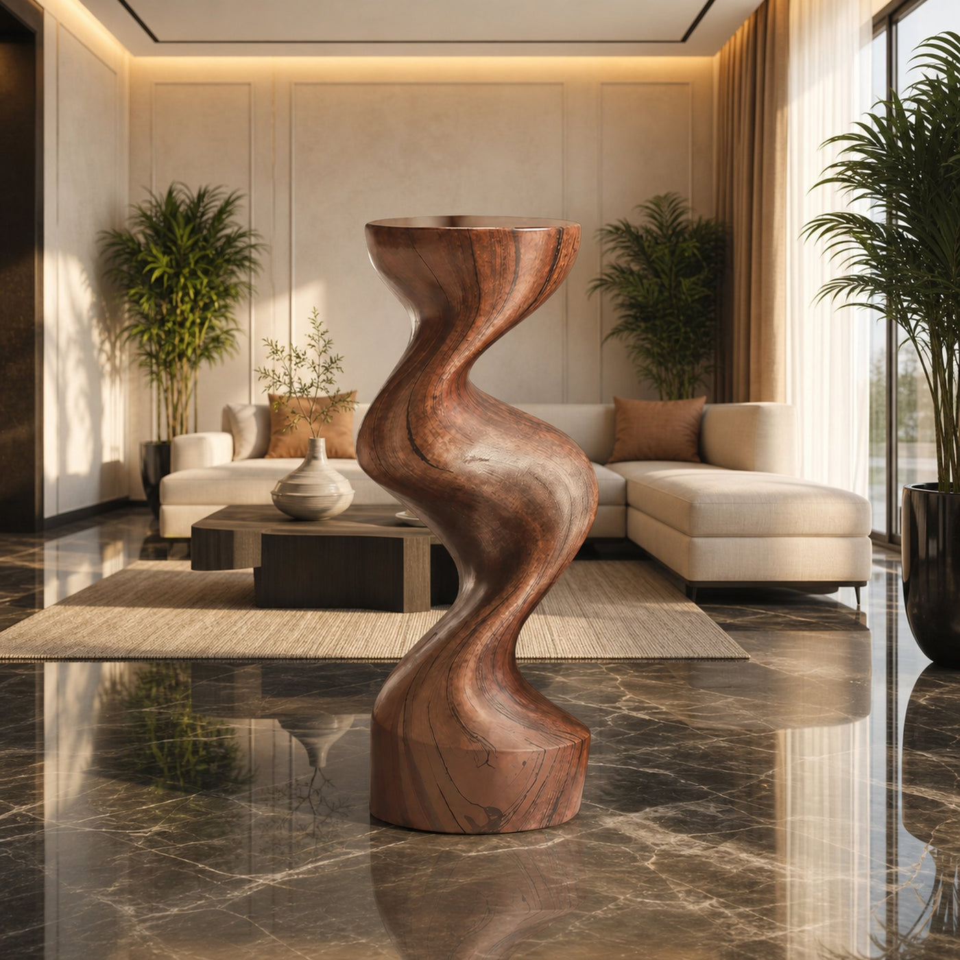 Farmhouse Solid Wood Abstract Sculpture For Garden - product view 6