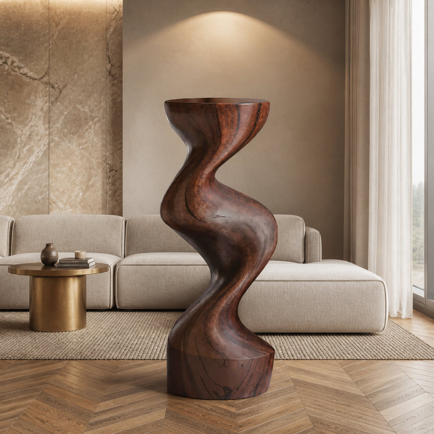 Farmhouse Solid Wood Abstract Sculpture For Garden - product view 7