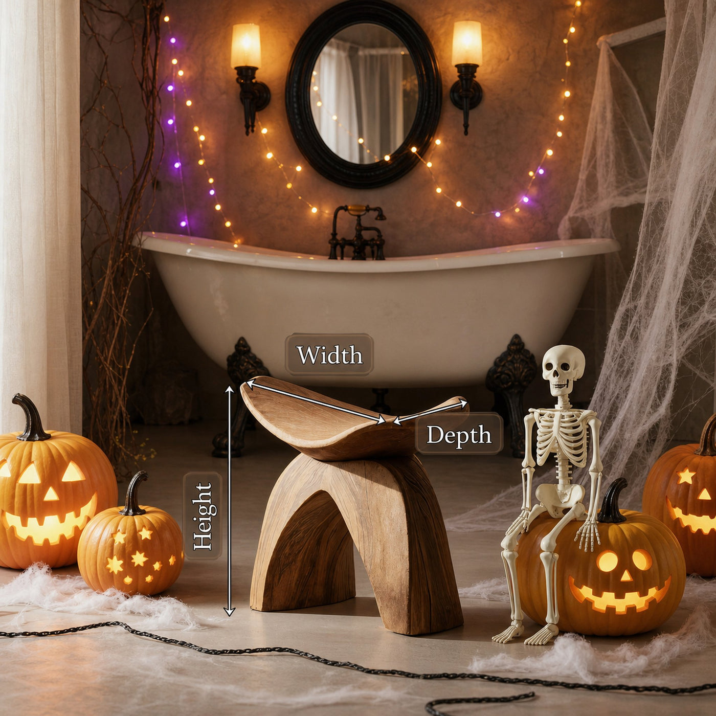 Farmhouse Solid Wood Accent Chair For Living Room Halloween Design - product view 6