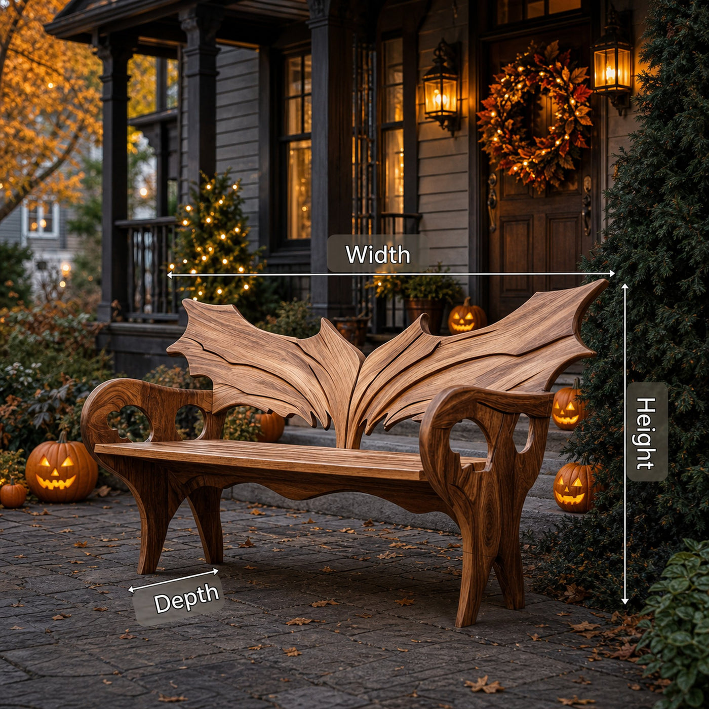 Farmhouse Solid Wood Halloween Bench For Festive Outdoor Decor - product view 6