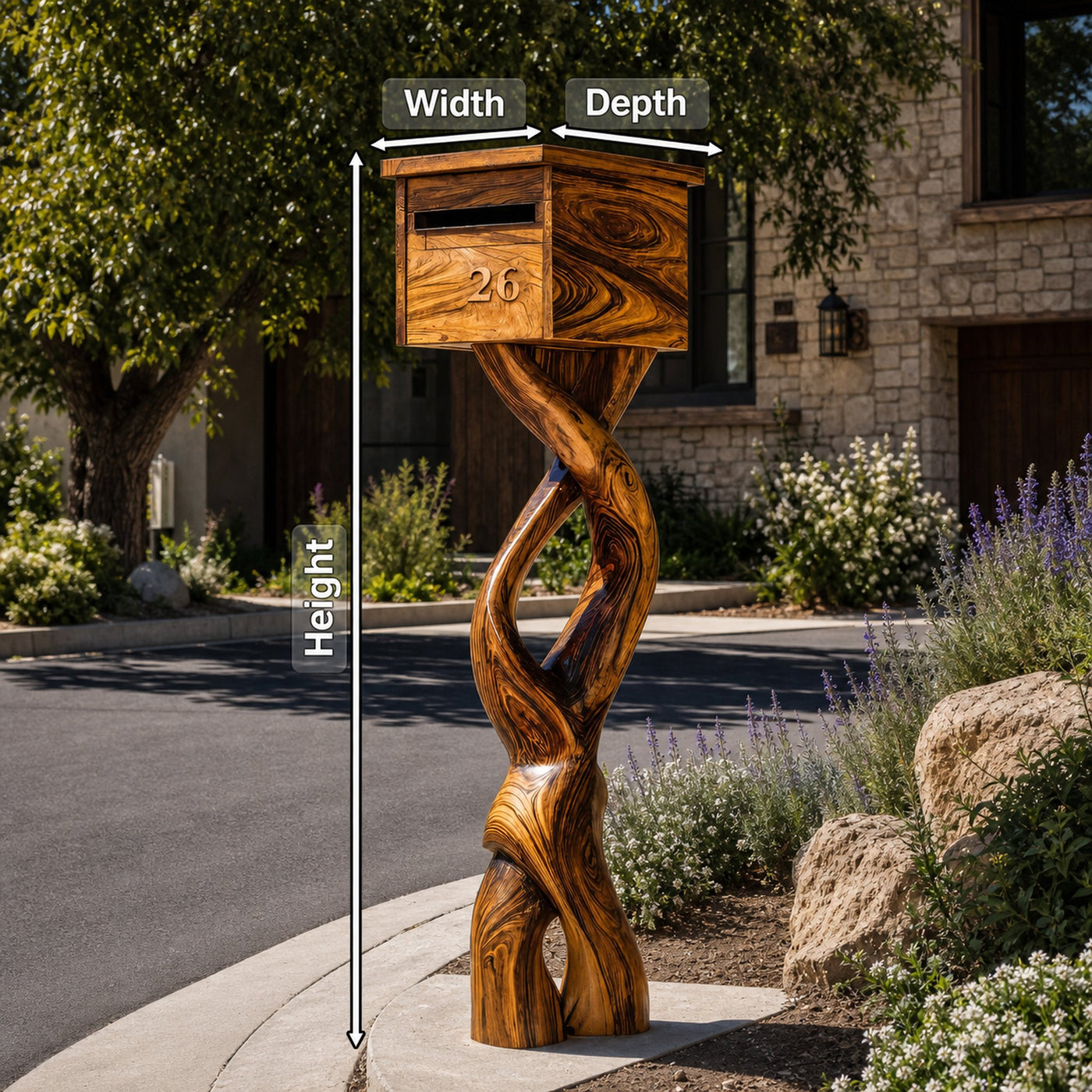Farmhouse Solid Wood Sculpture Mailbox For Garden Furniture Decor - product view 8