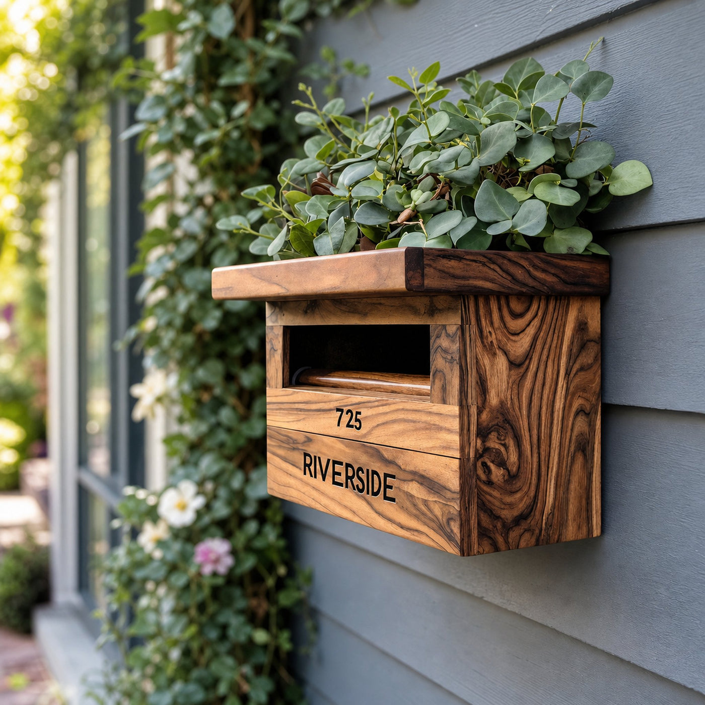 Farmhouse Solid Wood Sculpture Mailbox For Garden Outdoor Accent