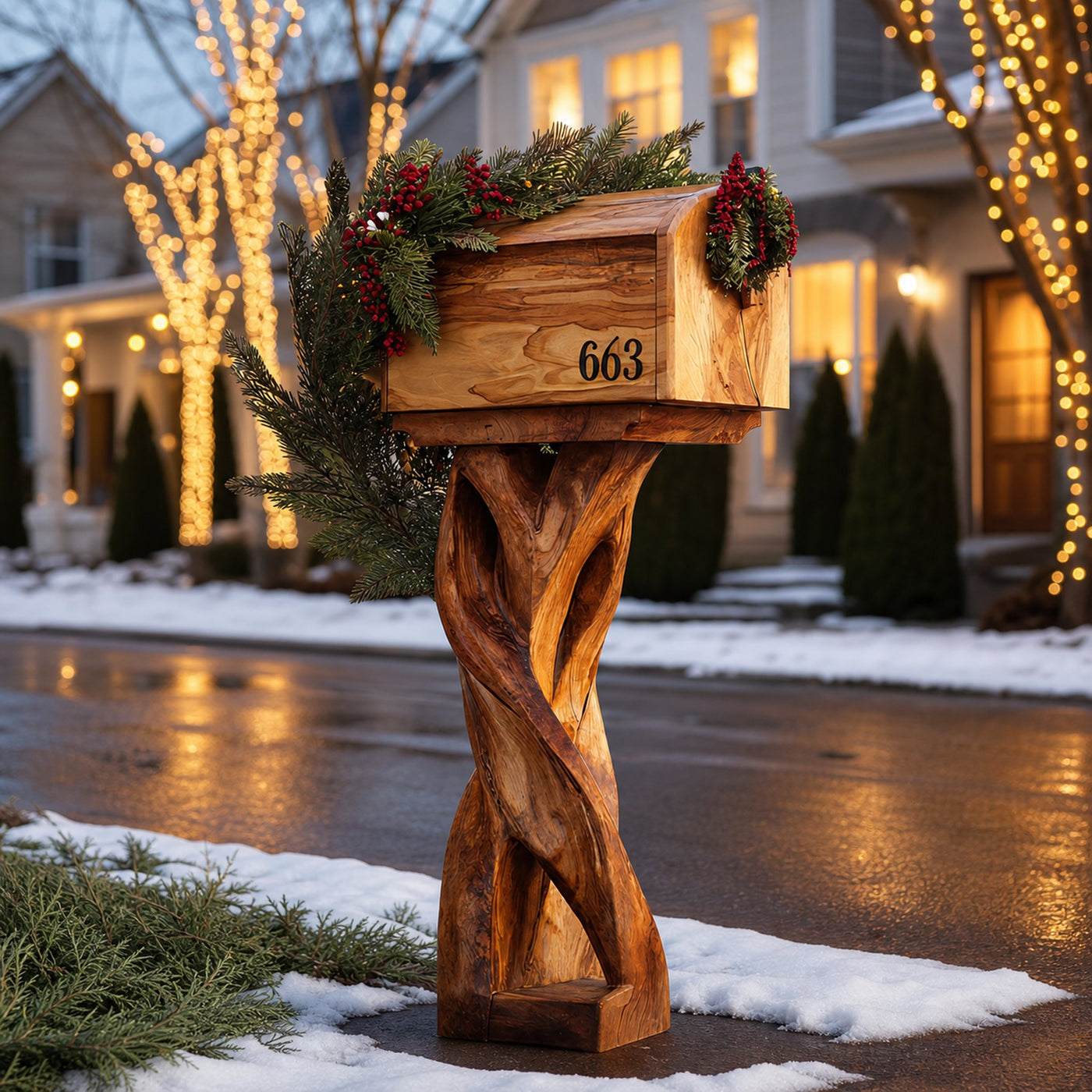Farmhouse Solid Wood Sculpture Mailbox For Outdoor Patio Furniture - product view 6