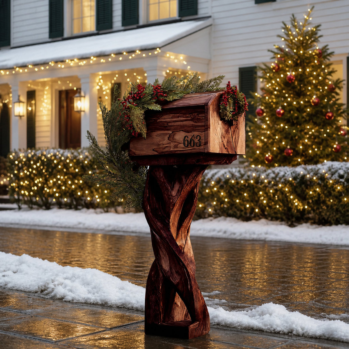 Farmhouse Solid Wood Sculpture Mailbox For Outdoor Patio Furniture - product view 7