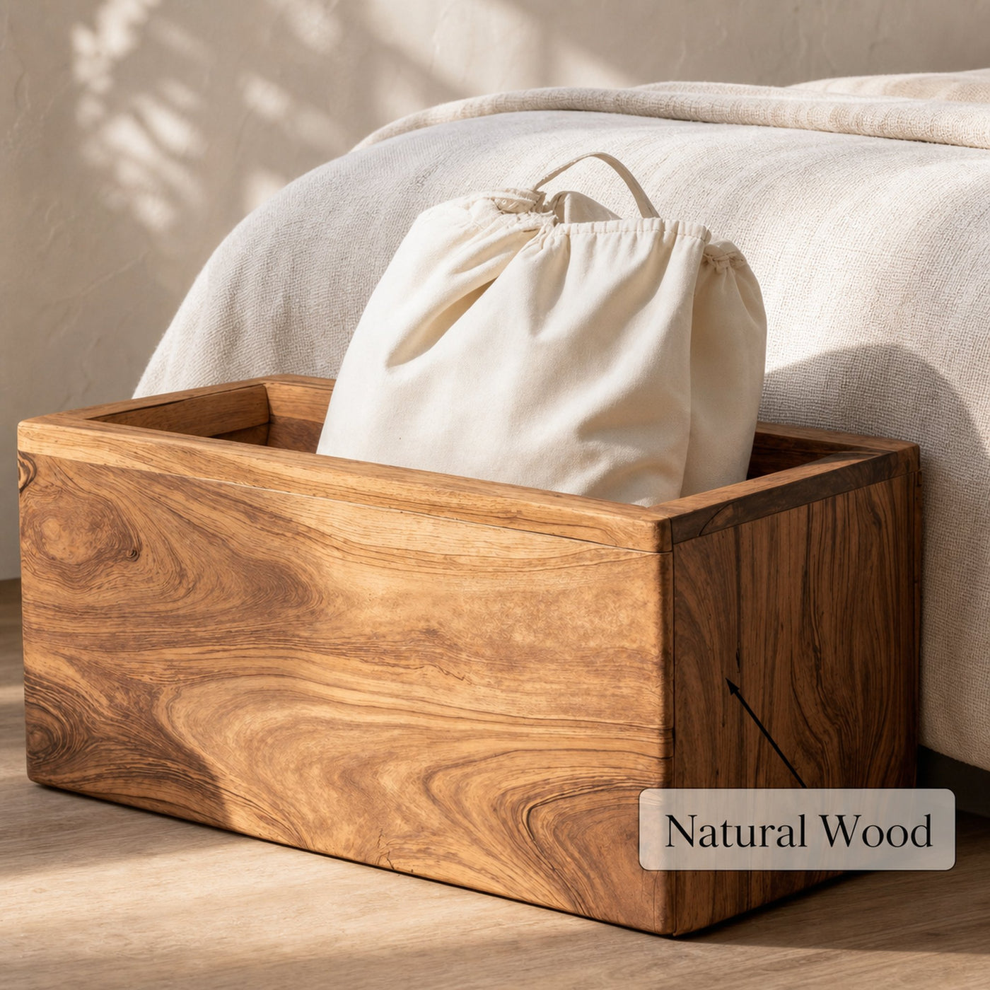 Farmhouse Solid Wood Storage Bin For Bedroom Organization - product view 6