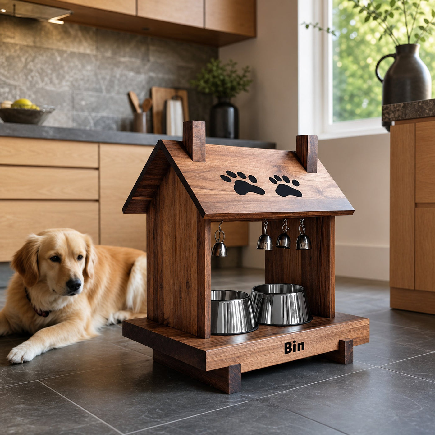 Farmhouse Style Dog Food Bowl Stand For Kitchen - product view 6