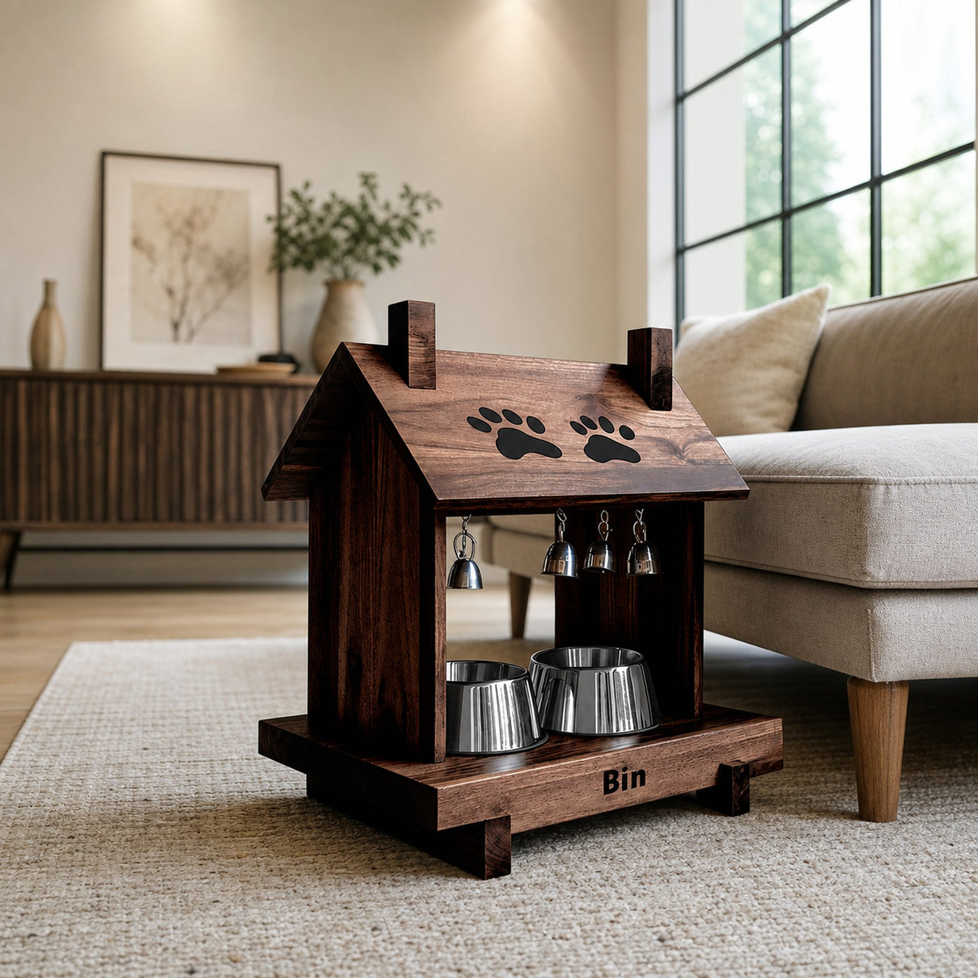 Farmhouse Style Dog Food Bowl Stand For Kitchen - product view 7