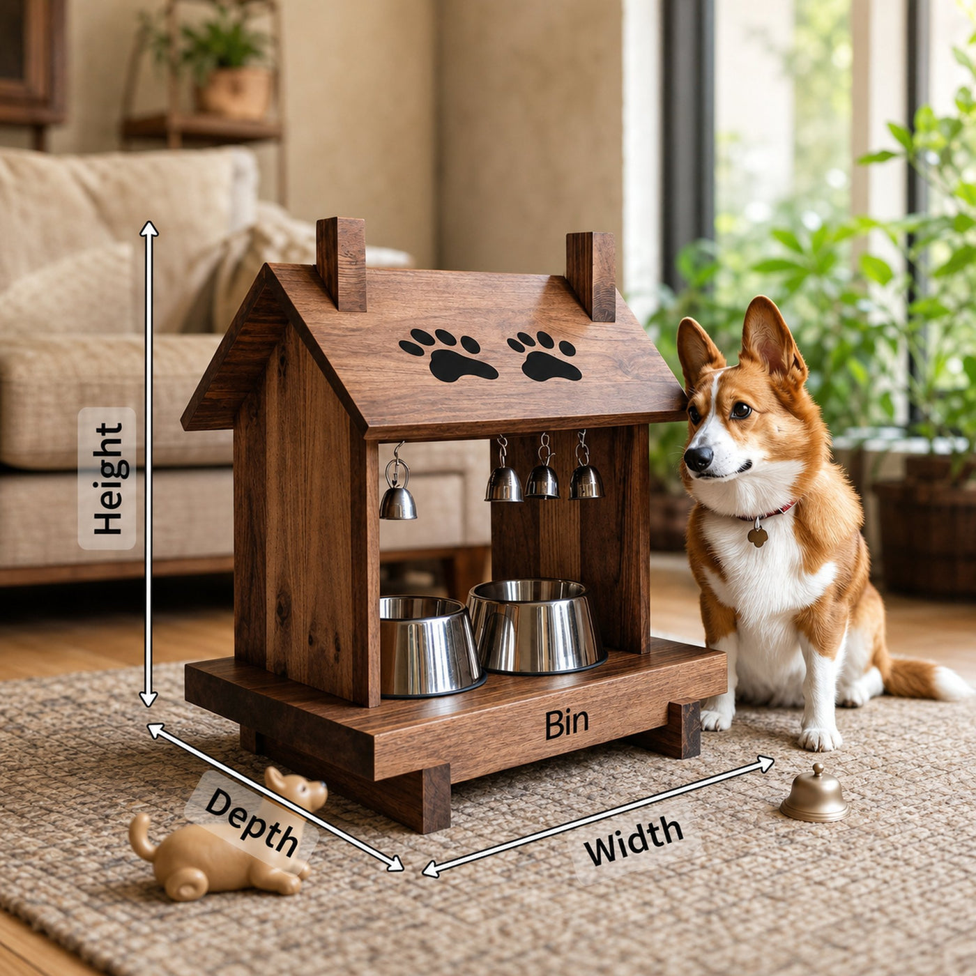Farmhouse Style Dog Food Bowl Stand For Kitchen - product view 8