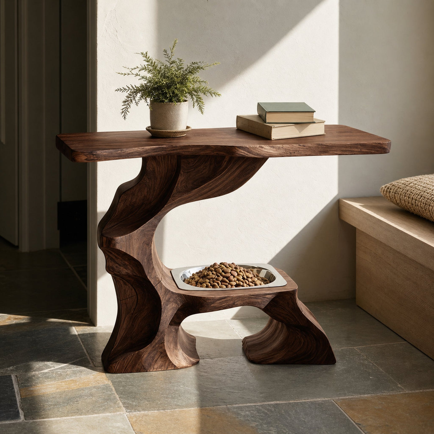 Farmhouse Style Wooden Dog Bowl For Pet Feeding - product view 6