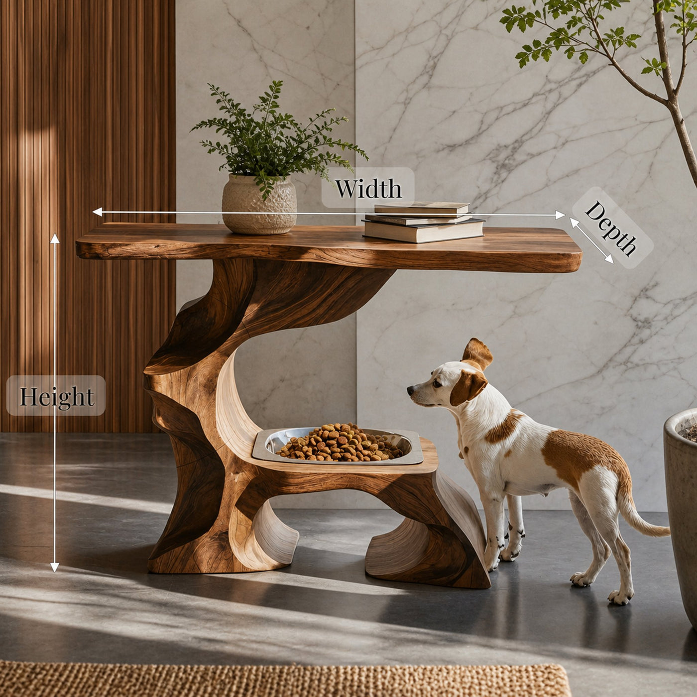 Farmhouse Style Wooden Dog Bowl For Pet Feeding - product view 7