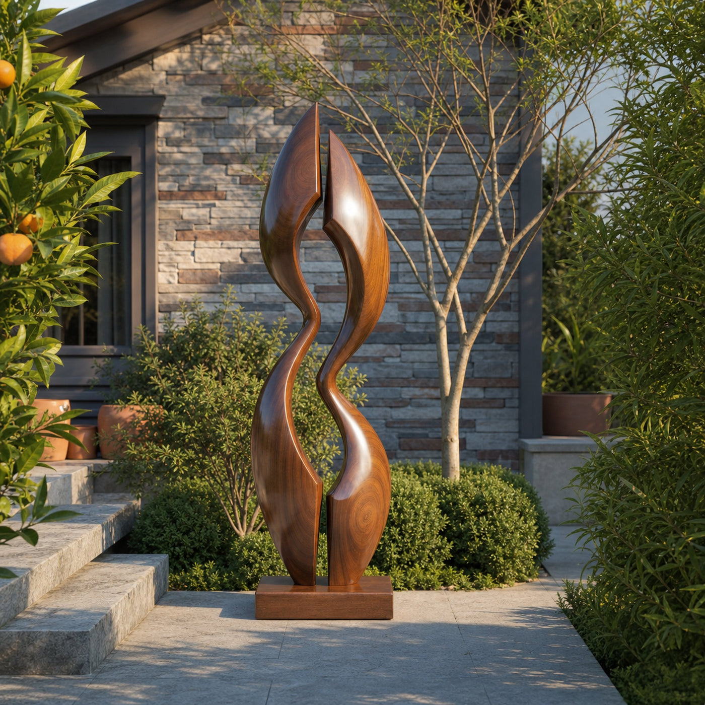 Farmhouse Wood Sculpture Decor For Outdoor Patio