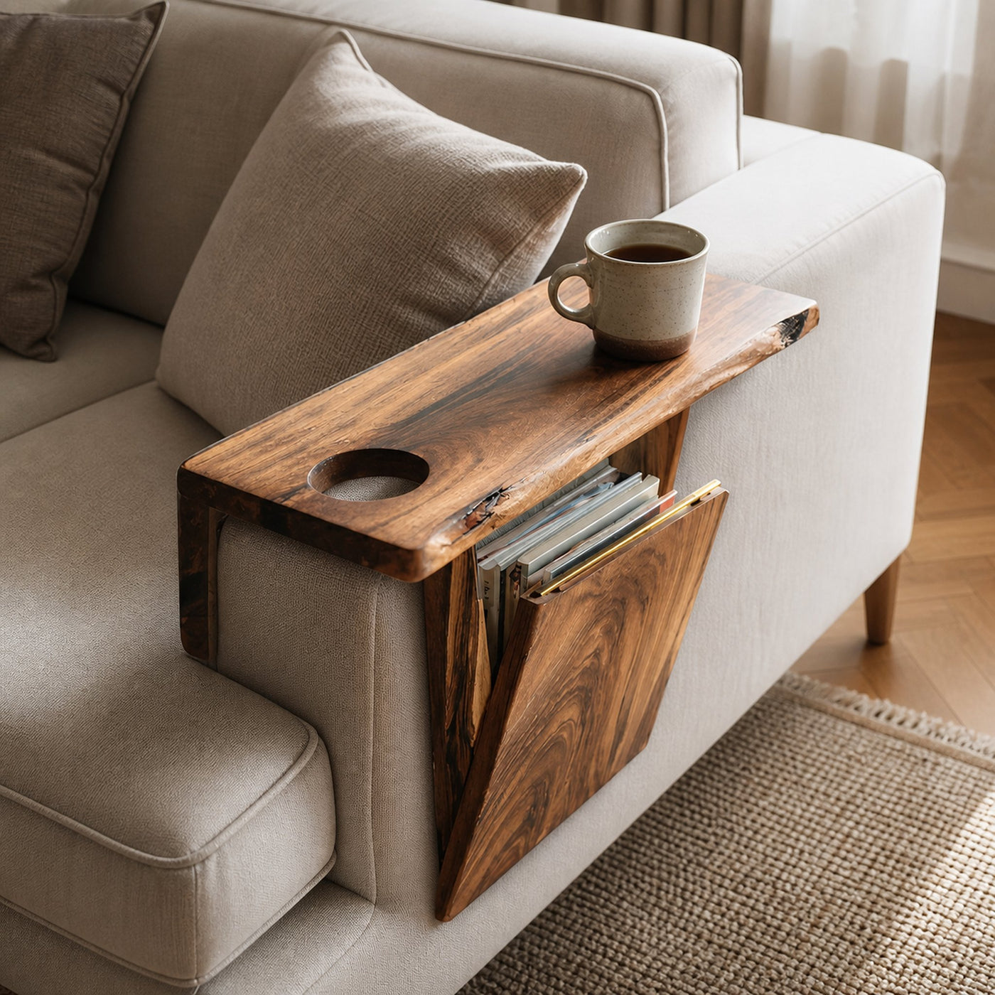 Farmhouse Wooden Armrest For Rustic Sofa Furniture - product view 6