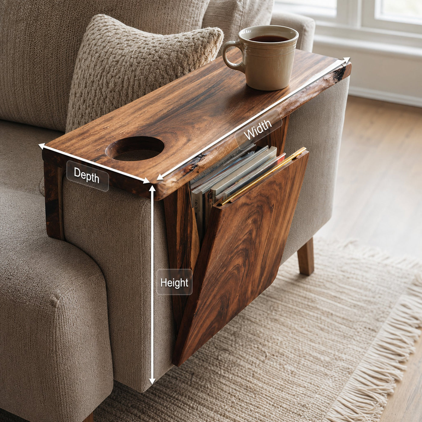 Farmhouse Wooden Armrest For Rustic Sofa Furniture - product view 8