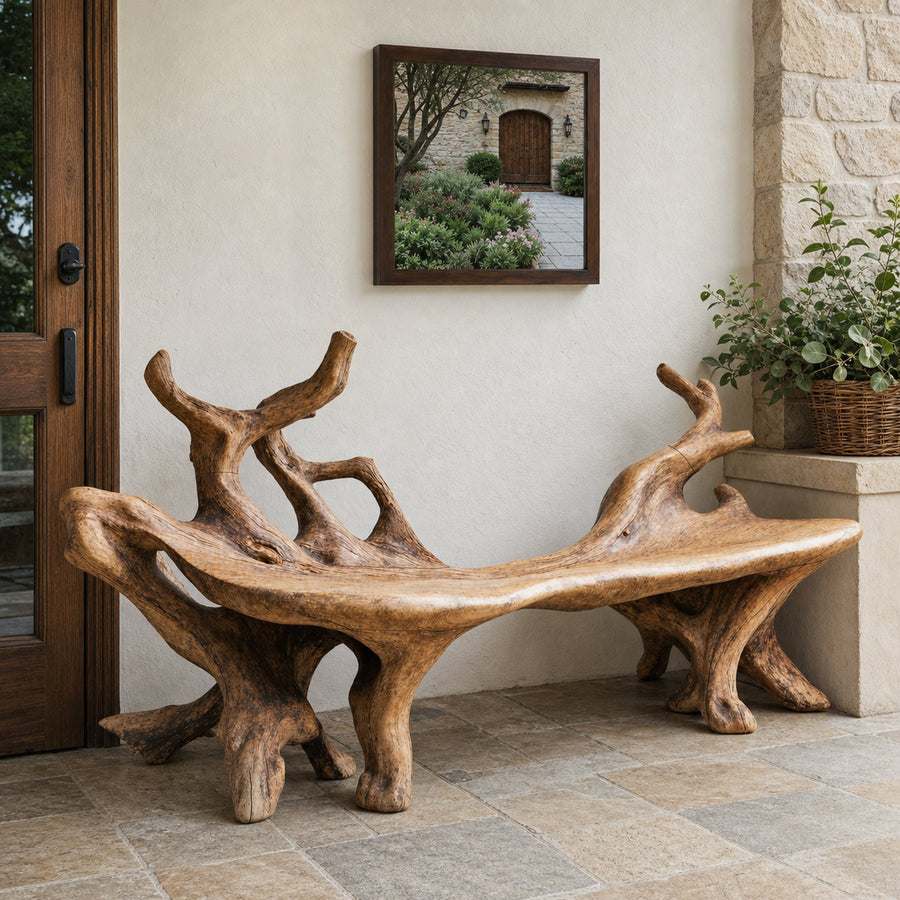 Farmhouse Wooden Bench For Cozy Living Room Accents