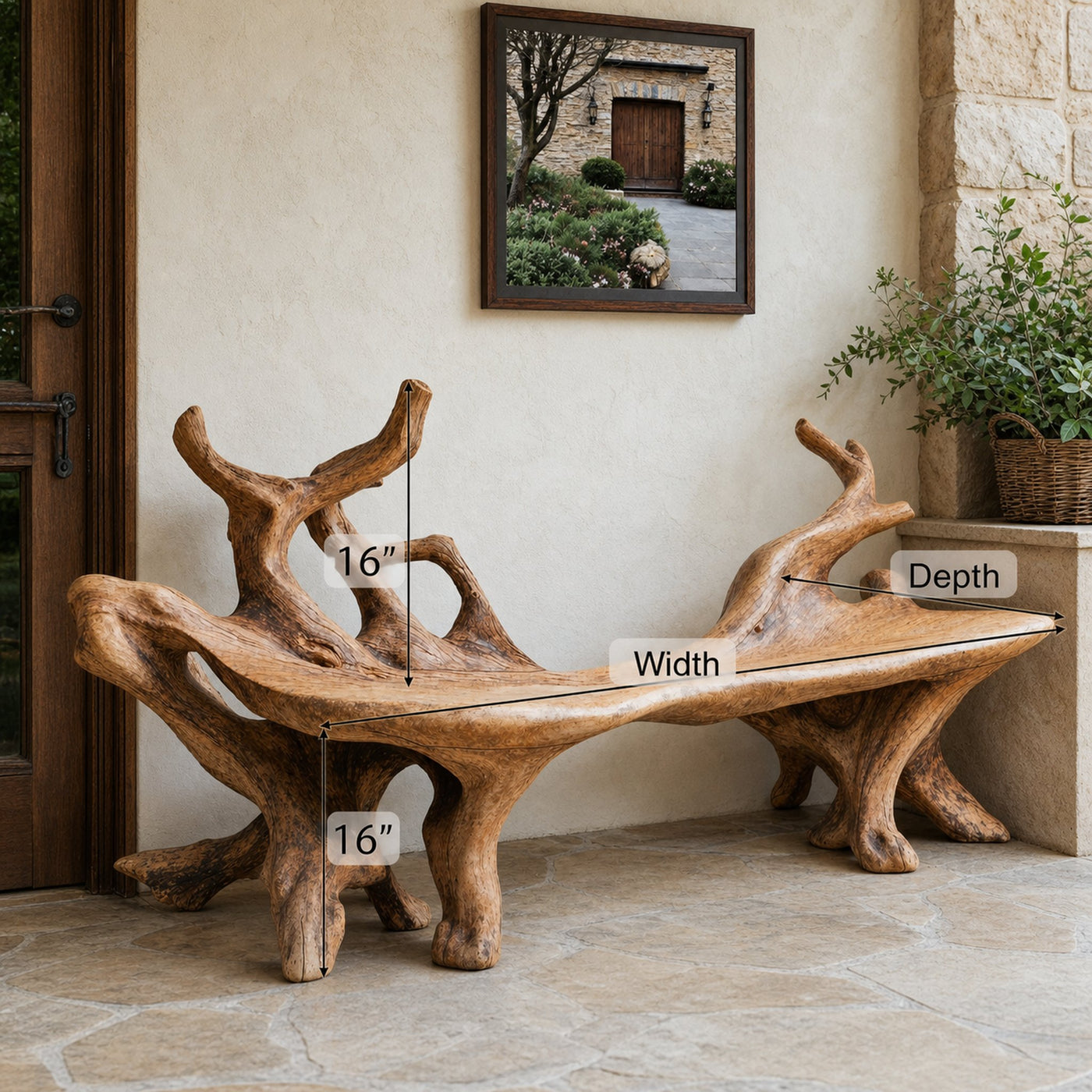 Farmhouse Wooden Bench For Cozy Living Room Accents - product view 6