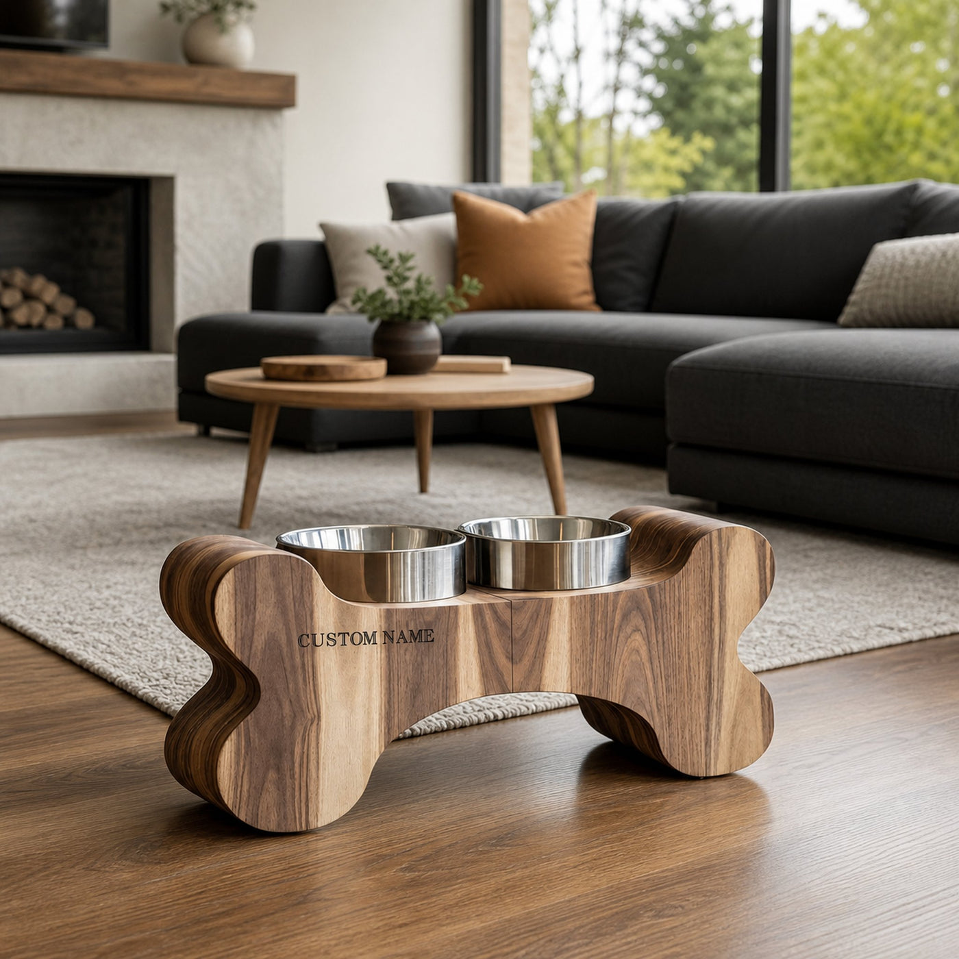 Farmhouse Wooden Dog Feeder For Food And Water