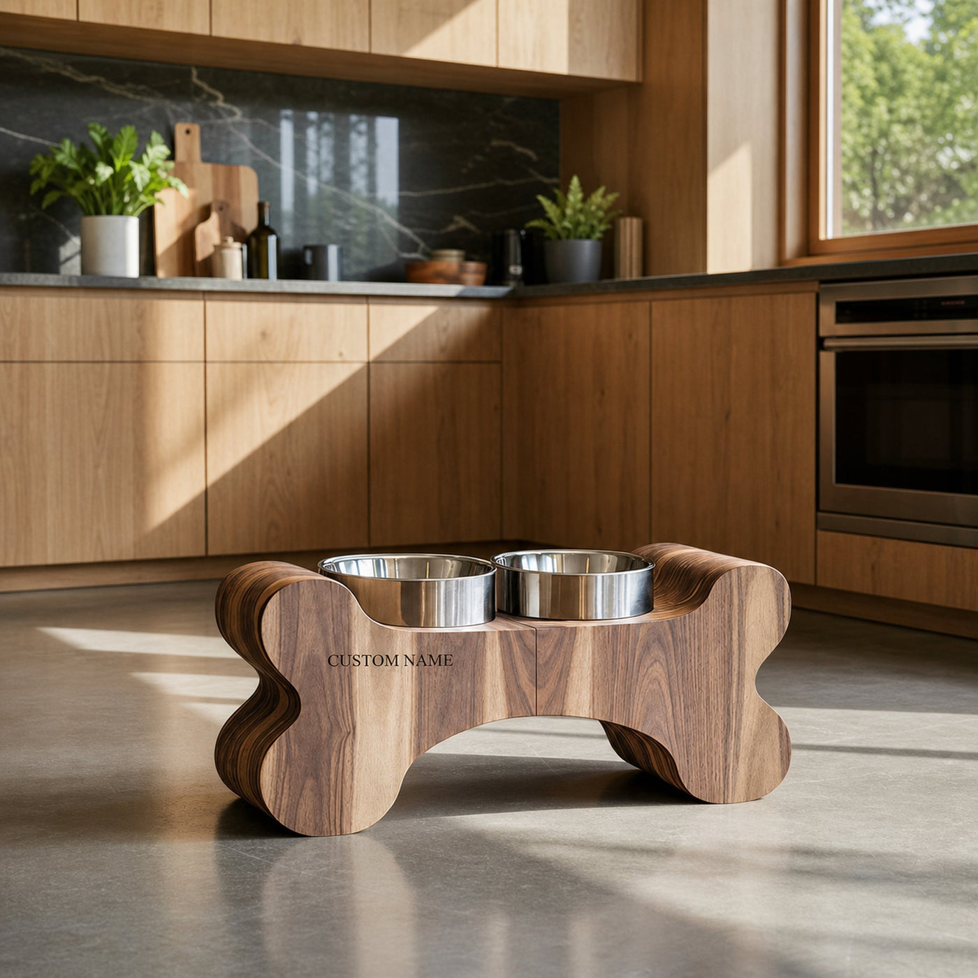 Farmhouse Wooden Dog Feeder For Food And Water - product view 6