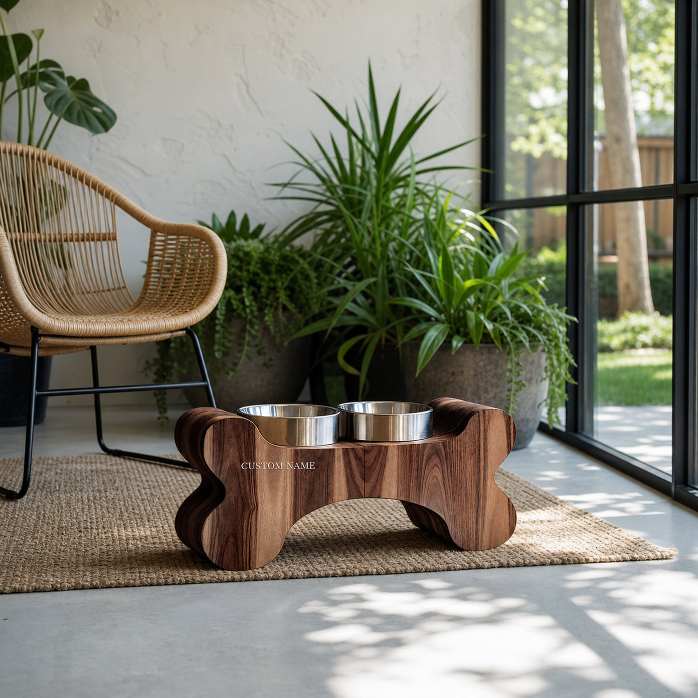 Farmhouse Wooden Dog Feeder For Food And Water - product view 7