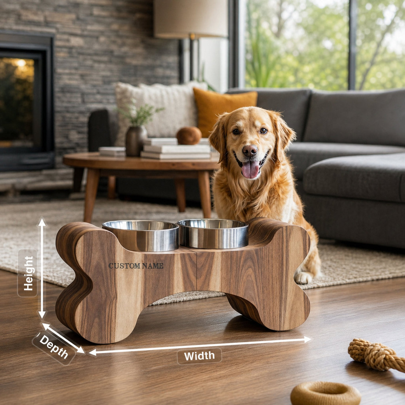 Farmhouse Wooden Dog Feeder For Food And Water - product view 8