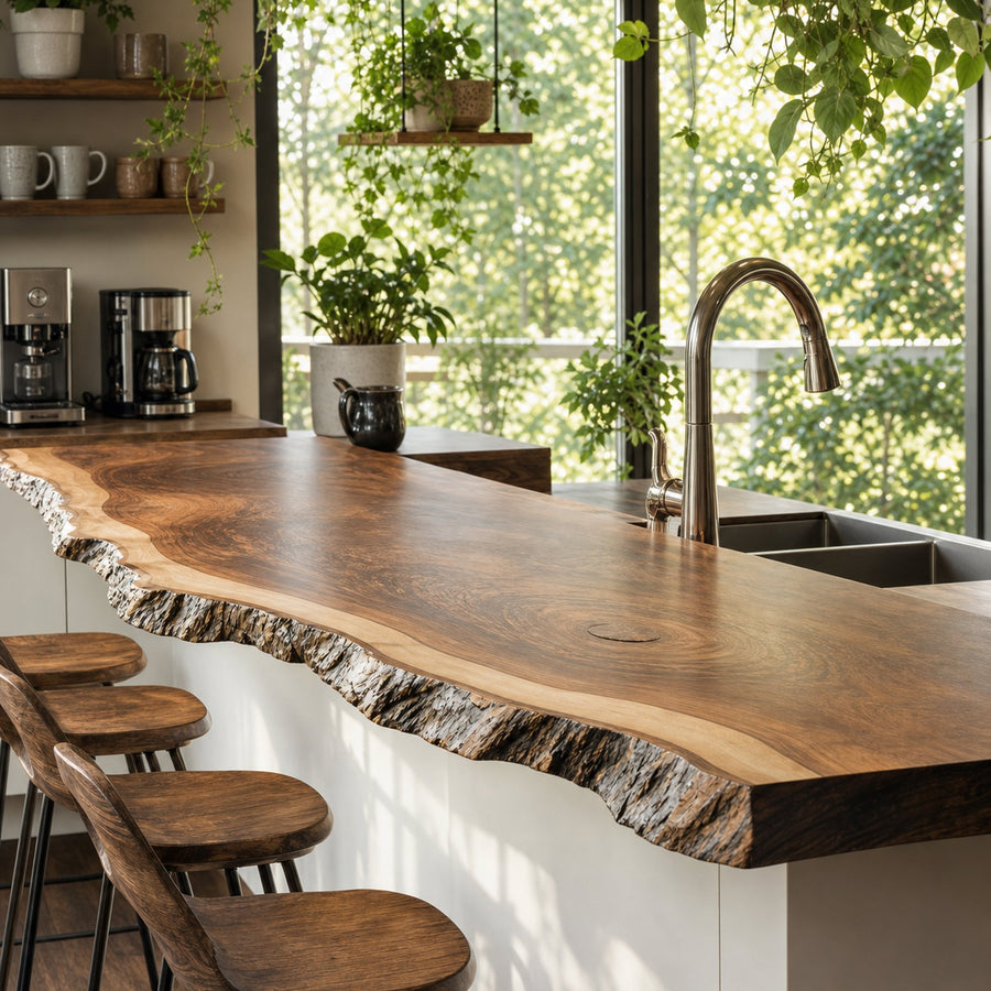 Farmhouse Wooden Kitchen Countertop For Beautiful Kitchen Ambiance
