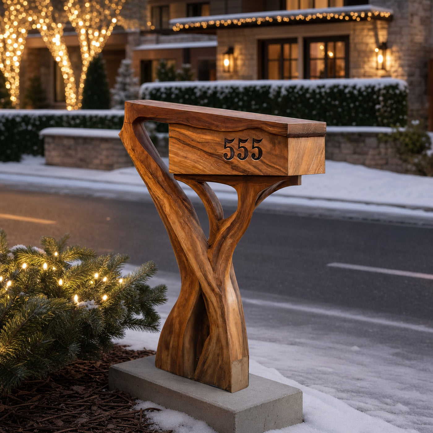 Farmhouse Wooden Sculpture Mailbox For Garden Patio Rustic Decor - product view 6