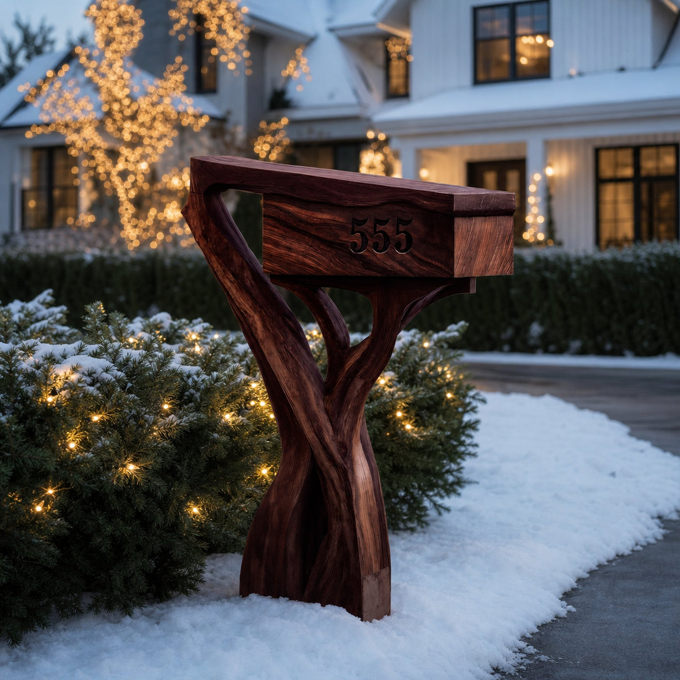 Farmhouse Wooden Sculpture Mailbox For Garden Patio Rustic Decor - product view 7