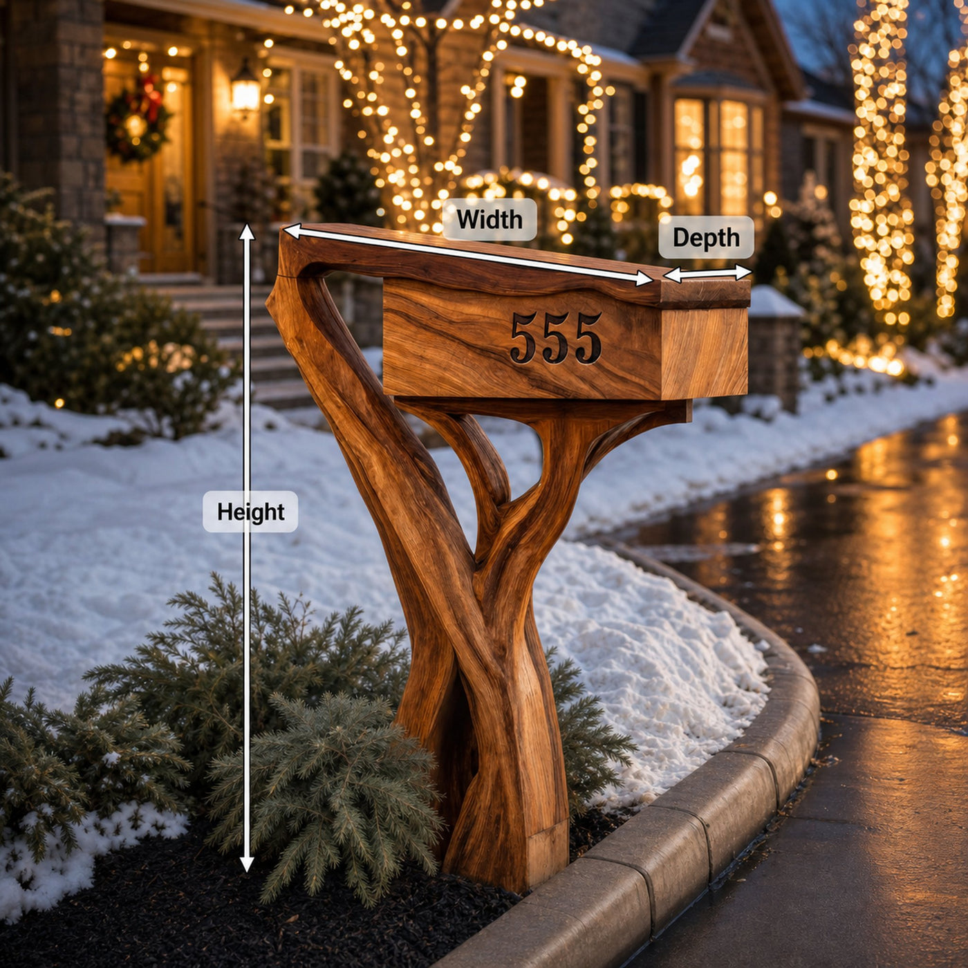 Farmhouse Wooden Sculpture Mailbox For Garden Patio Rustic Decor - product view 8