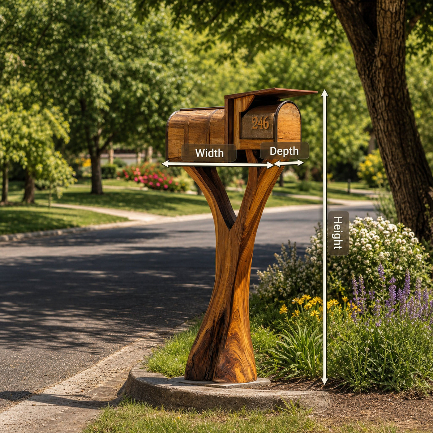 Farmhouse Wooden Sculpture Mailbox For Garden Yard Rustic Accent - product view 8