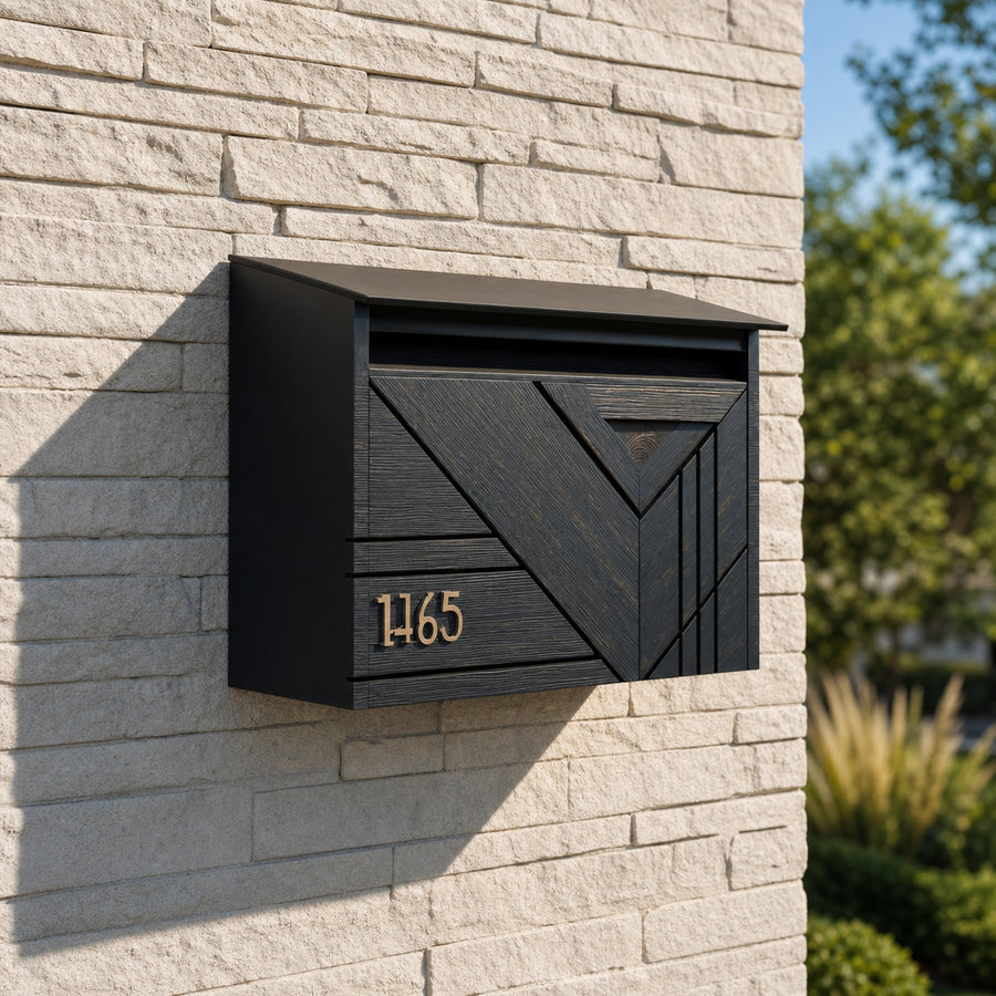 Farmhouse Wooden Sculpture Mailbox For Outdoor Patio Furniture Accent