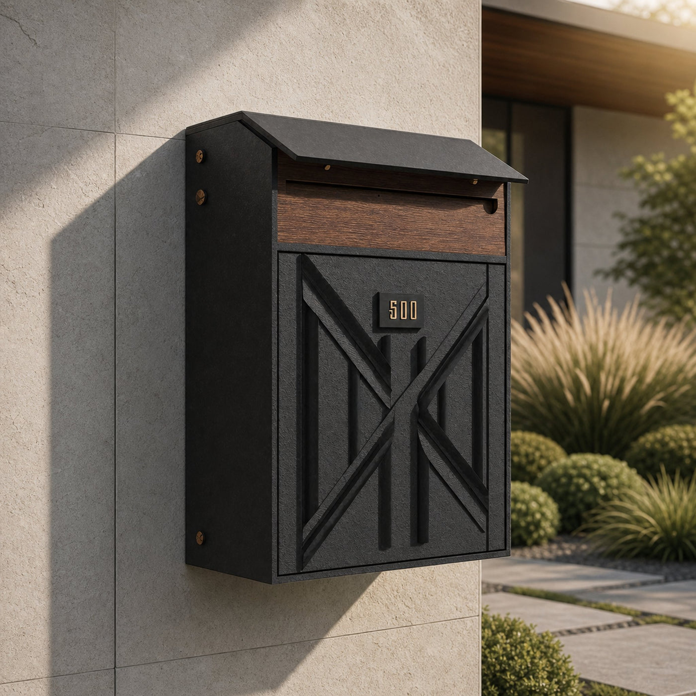Farmhouse Wooden Sculpture Mailbox For Outdoor Rustic Furniture Style - product view 6