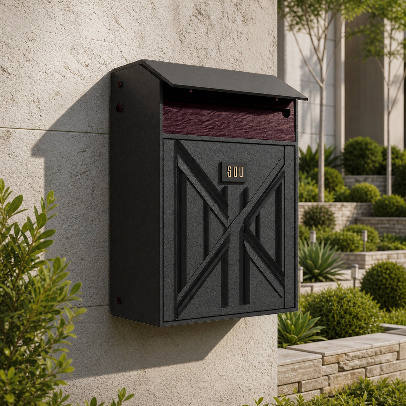 Farmhouse Wooden Sculpture Mailbox For Outdoor Rustic Furniture Style - product view 7