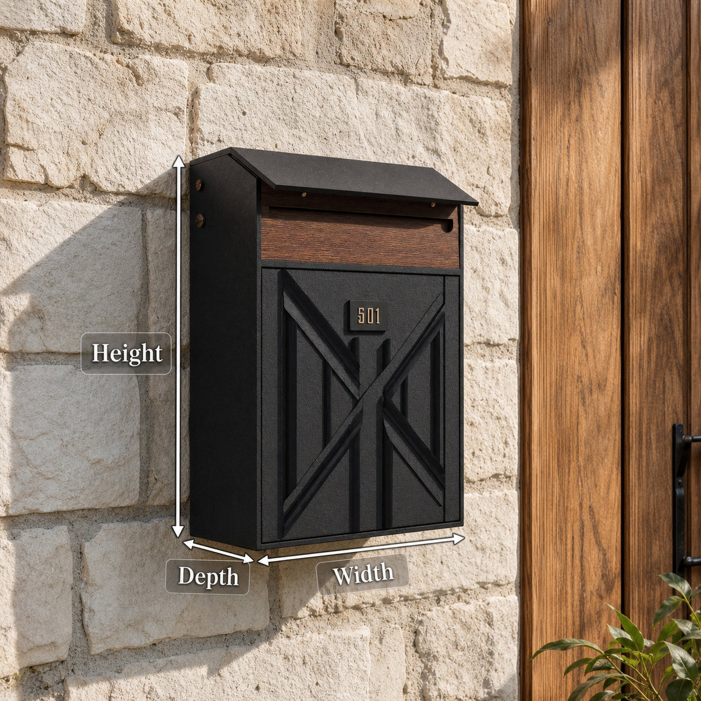 Farmhouse Wooden Sculpture Mailbox For Outdoor Rustic Furniture Style - product view 8