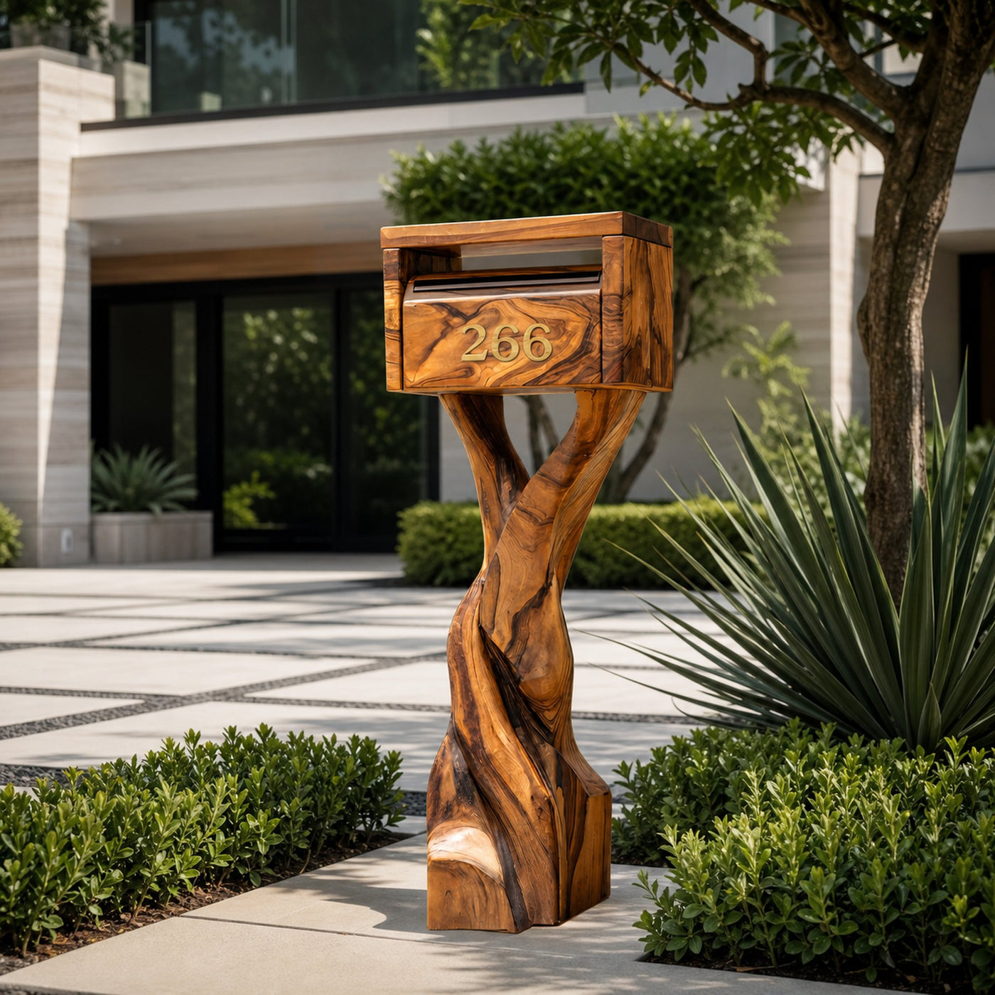 Farmhouse Wooden Sculpture Mailbox For Patio Rustic Garden Design - product view 6
