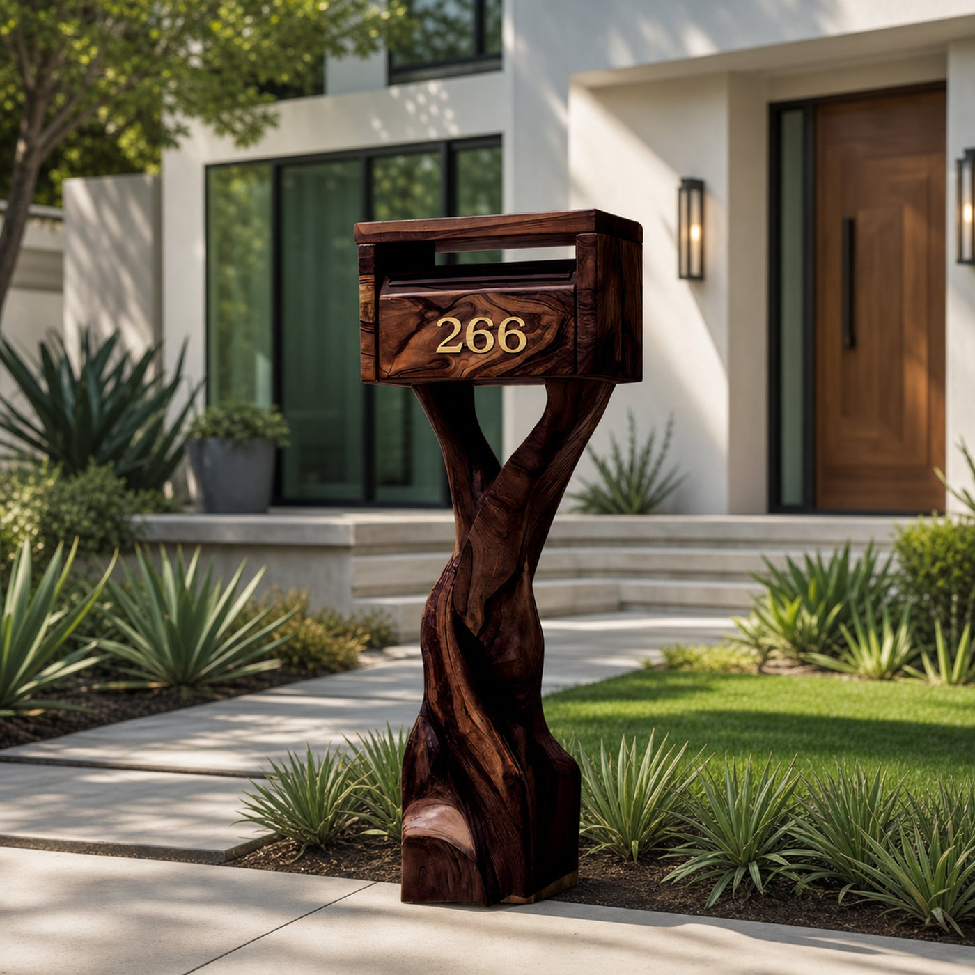 Farmhouse Wooden Sculpture Mailbox For Patio Rustic Garden Design - product view 7