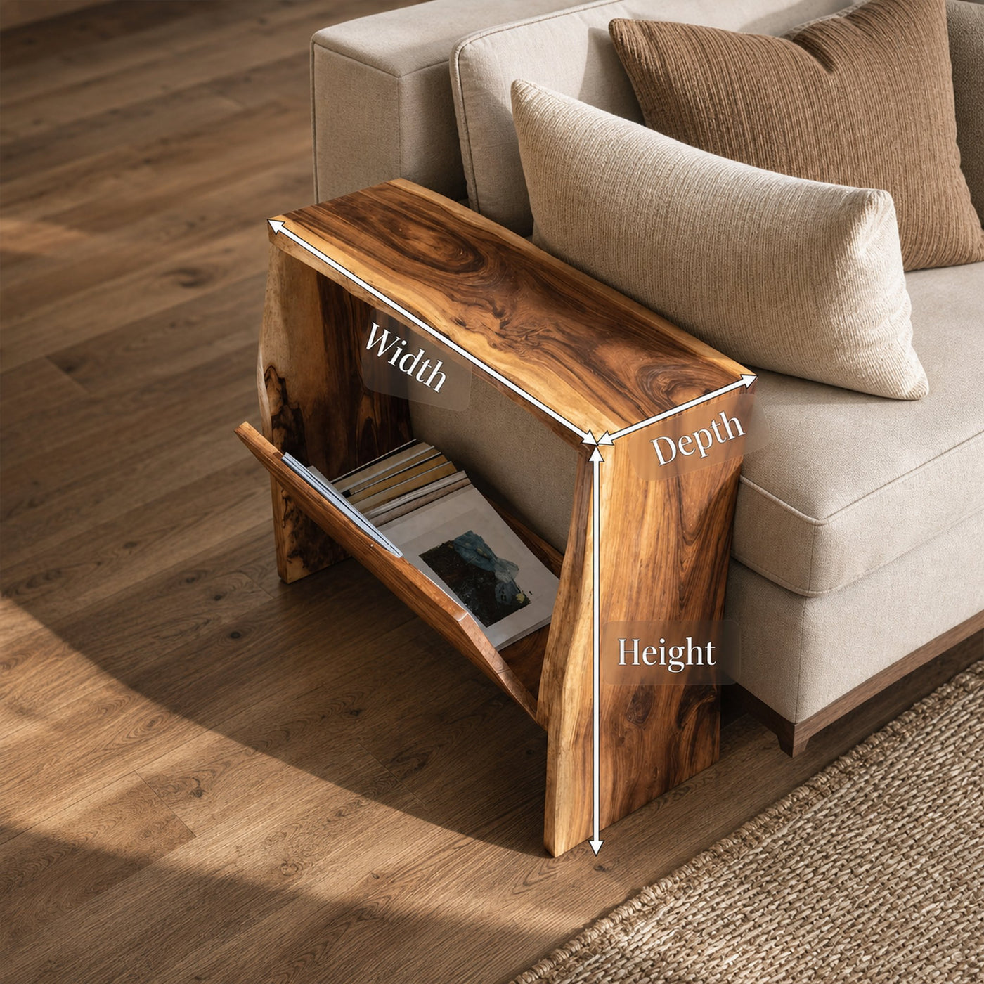 Farmhouse Wooden Side Table For Rustic Home Style - product view 8