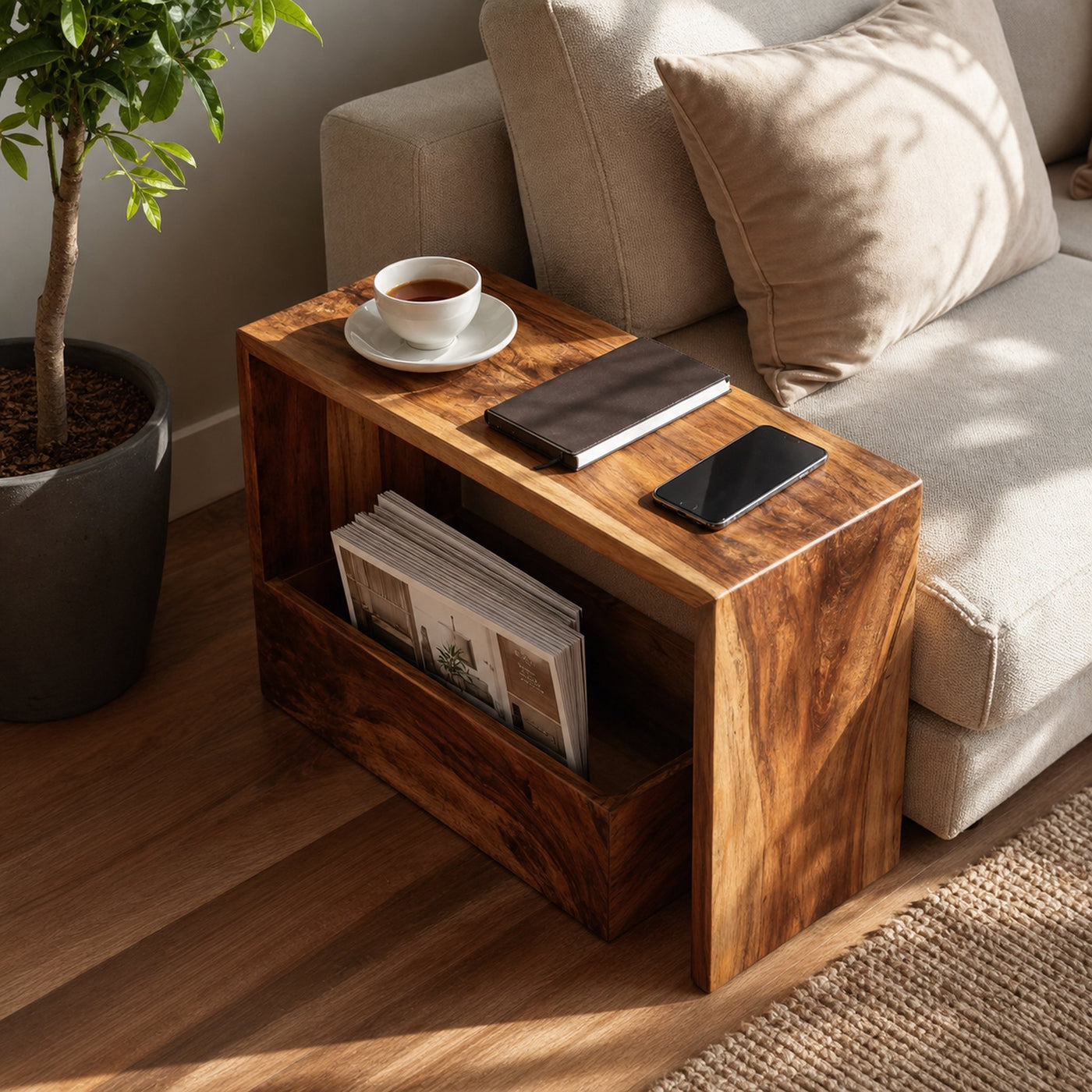Farmhouse Wooden Side Table For Sofa And Lounge Area - product view 6
