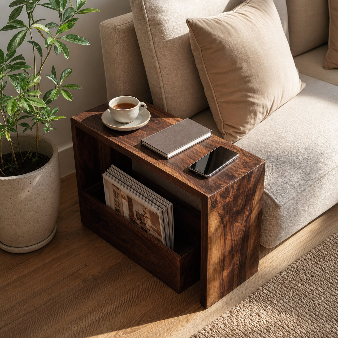 Farmhouse Wooden Side Table For Sofa And Lounge Area - product view 7