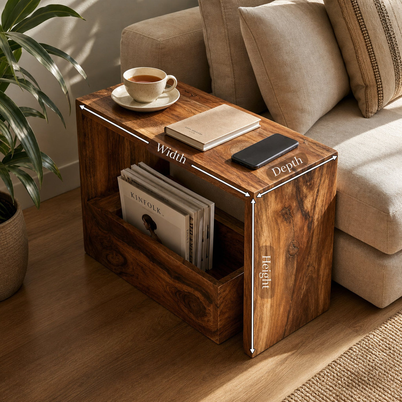 Farmhouse Wooden Side Table For Sofa And Lounge Area - product view 8