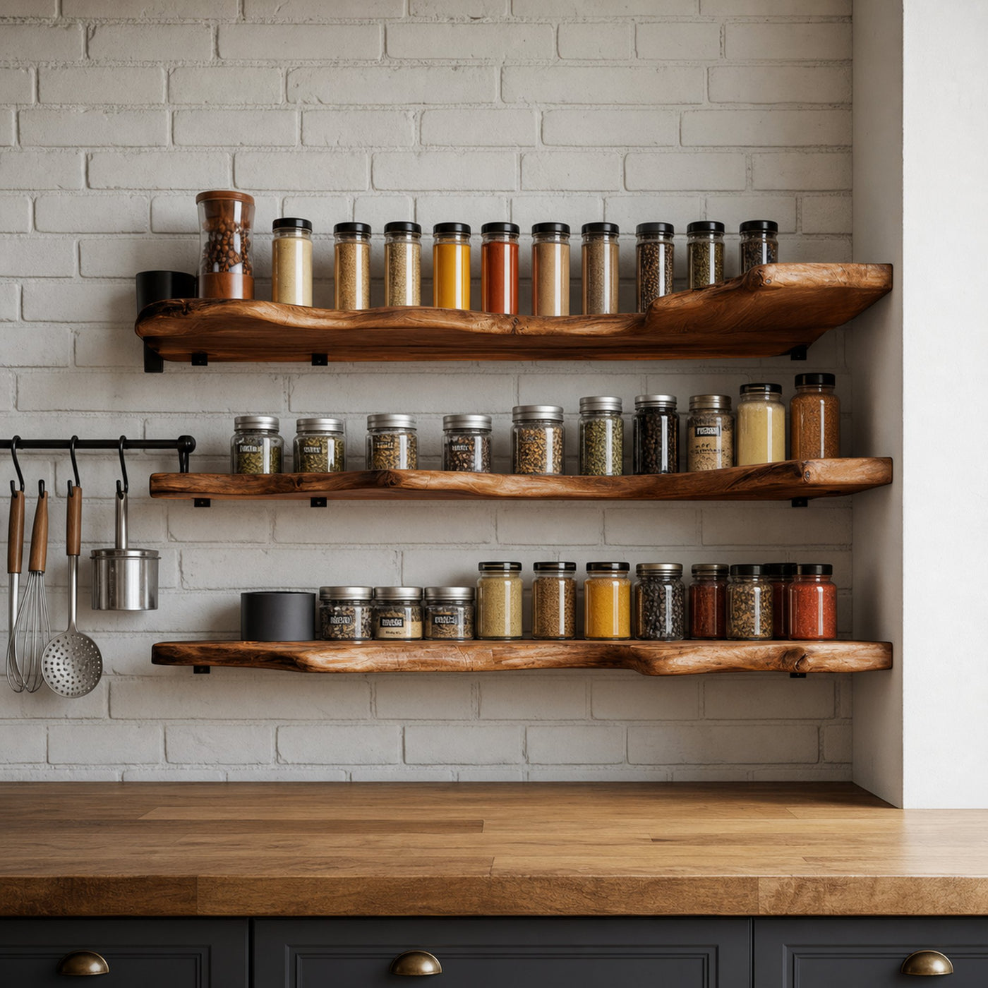 Farmhouse Wooden Spice Rack Shelf For Kitchen Decor - product view 6