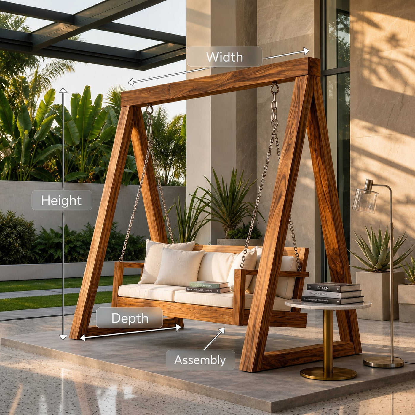 Freestanding Wooden Garden Swing Luxury Outdoor Living - product view 8