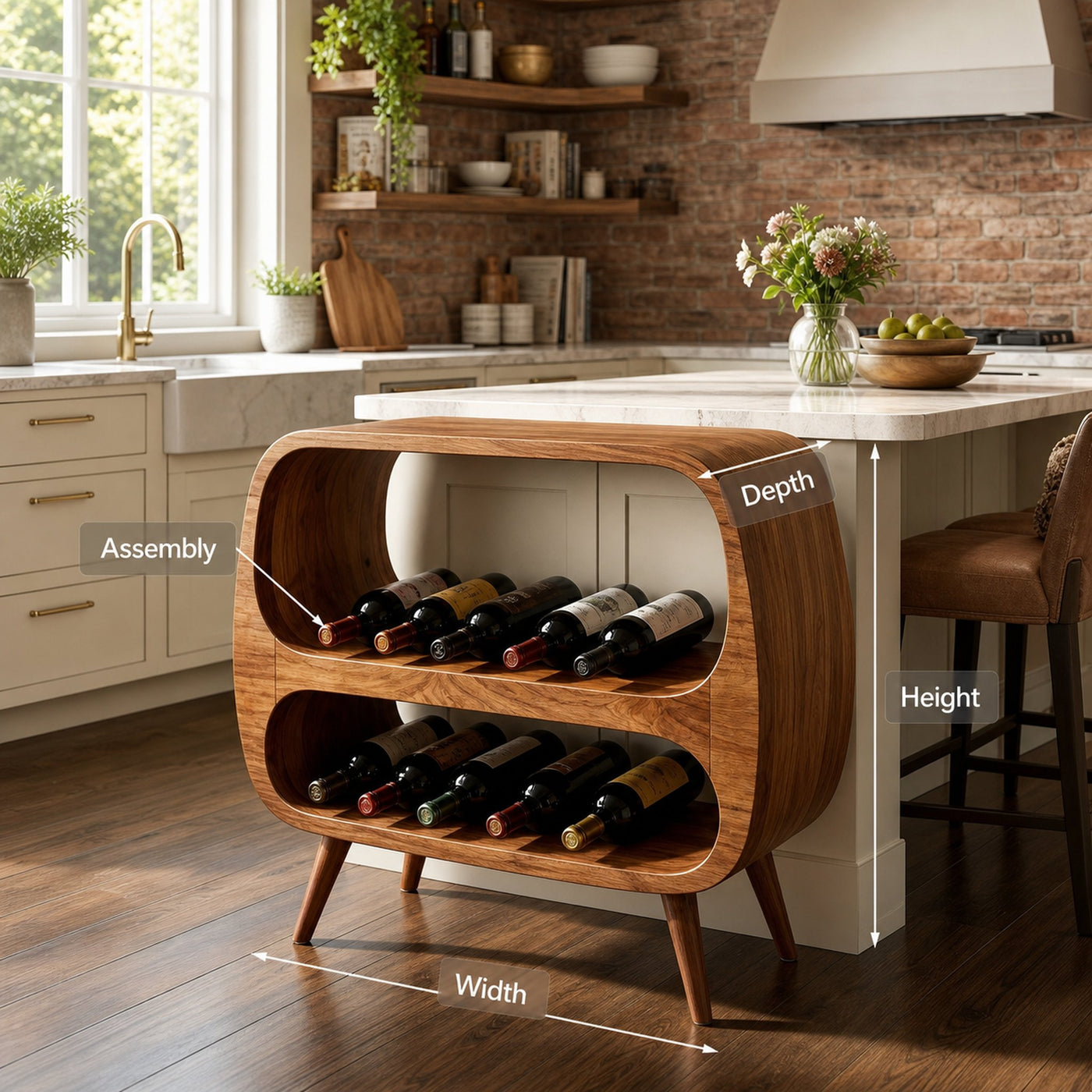 Functional Wine Storage With 2 Tiers For Bar Corner - product view 8