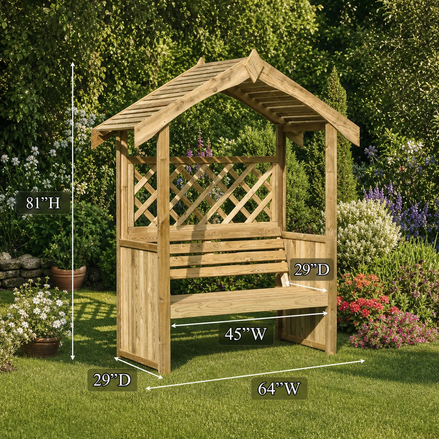 Garden Arbour Bench Rustic Wooden Vintage Gift - product view 6