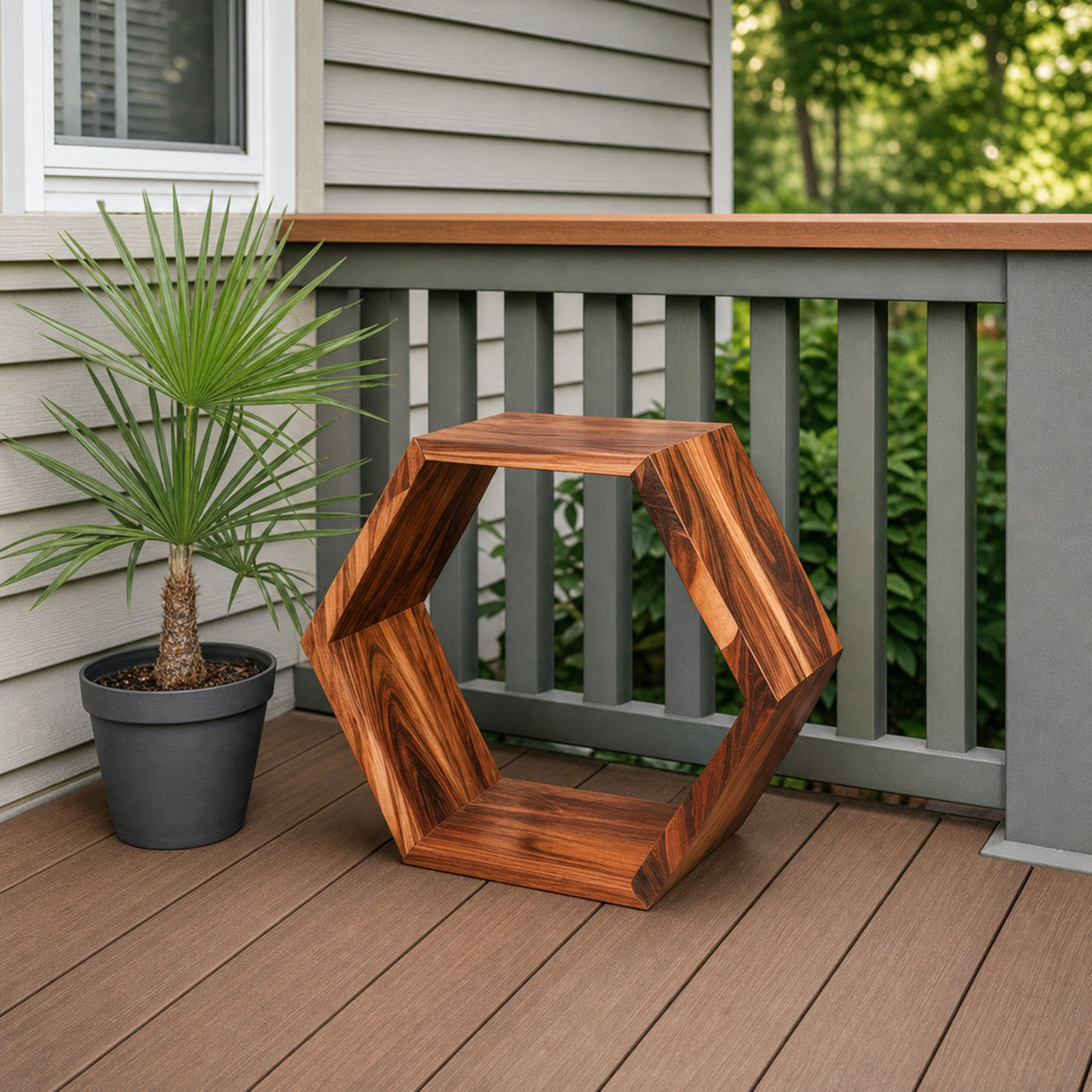 Geometric Honeycomb Plant Shelf Modular Wall Unit For Garden And Patio