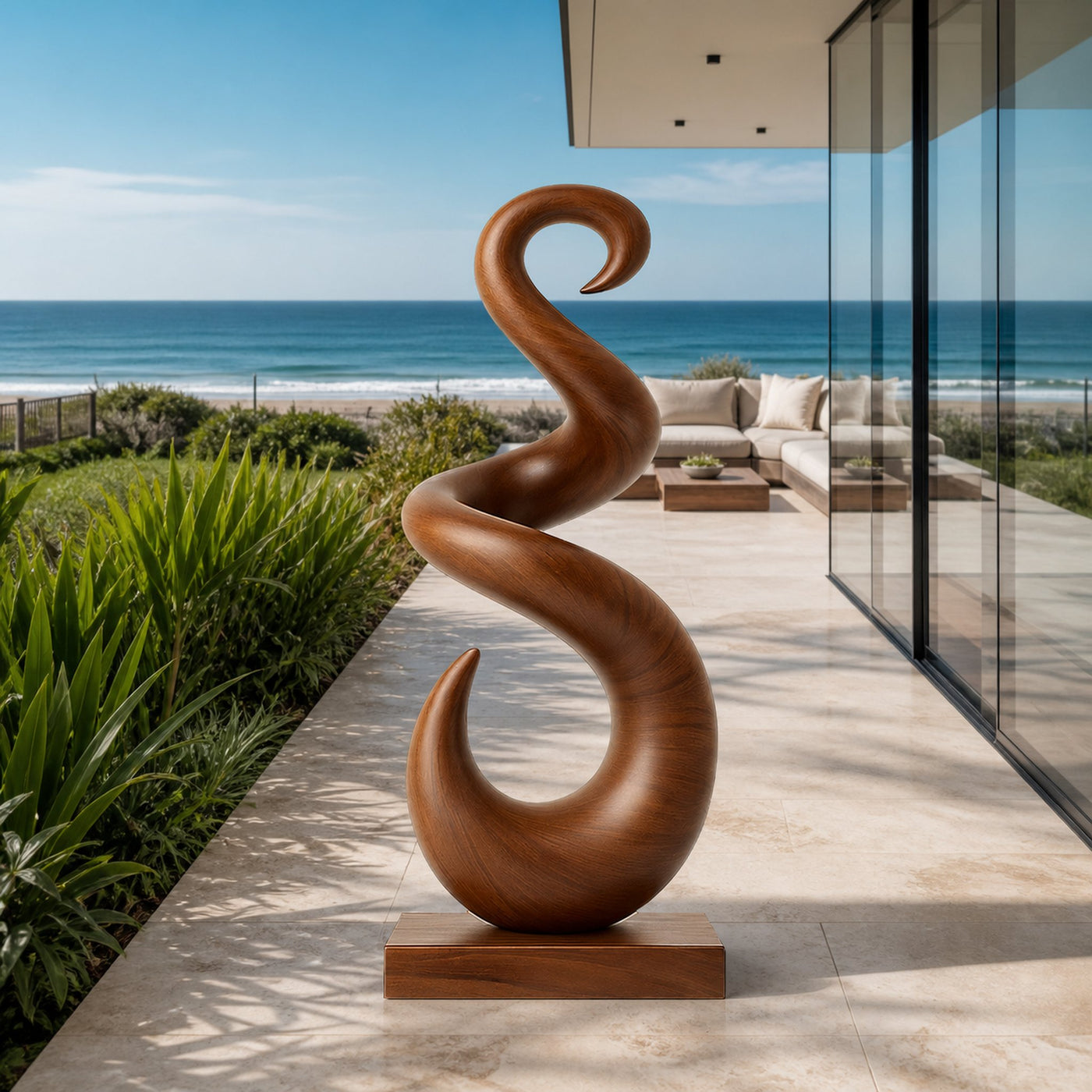 Hand Carved Abstract Wooden Sculpture For Yard Decor - product view 6
