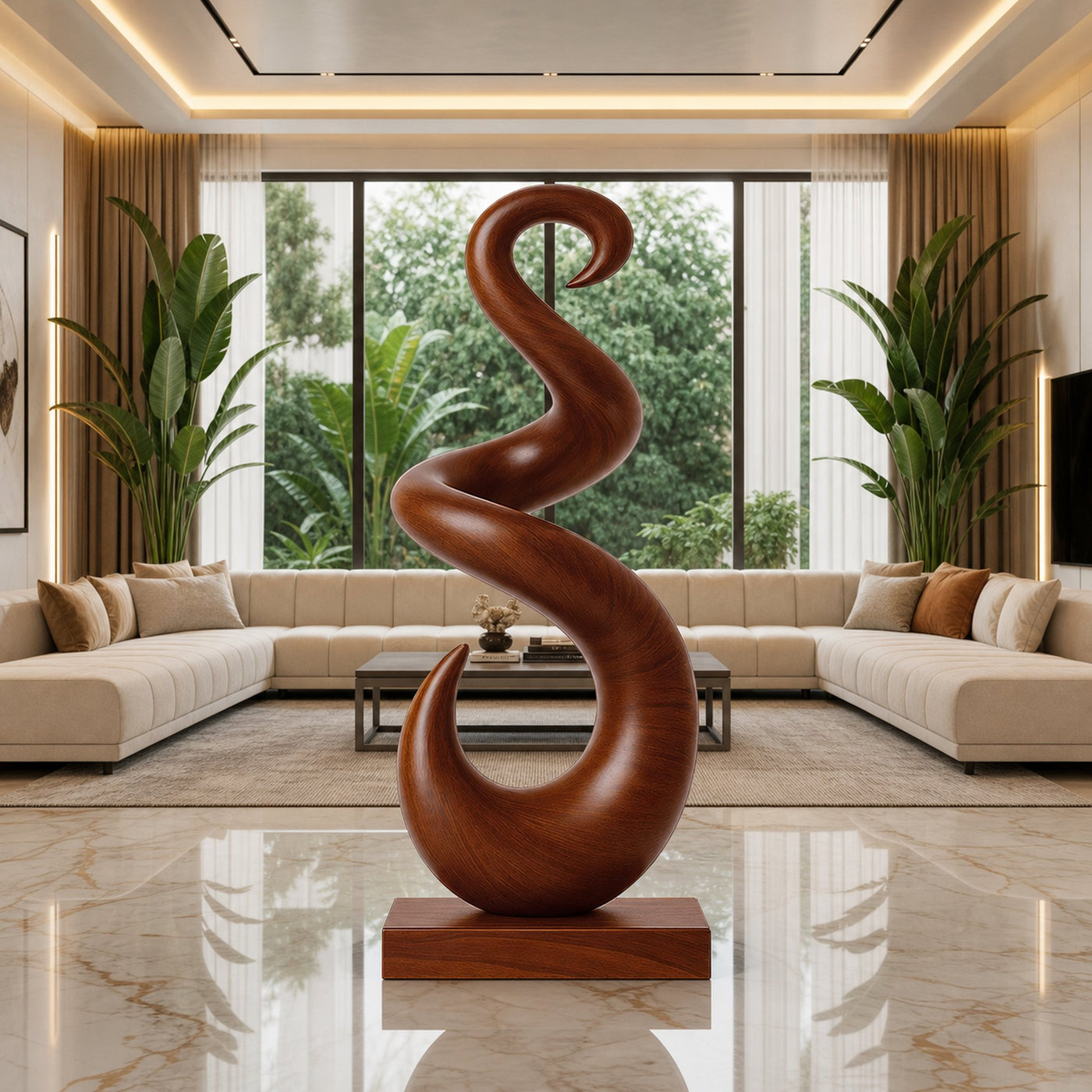 Hand Carved Abstract Wooden Sculpture For Yard Decor - product view 7