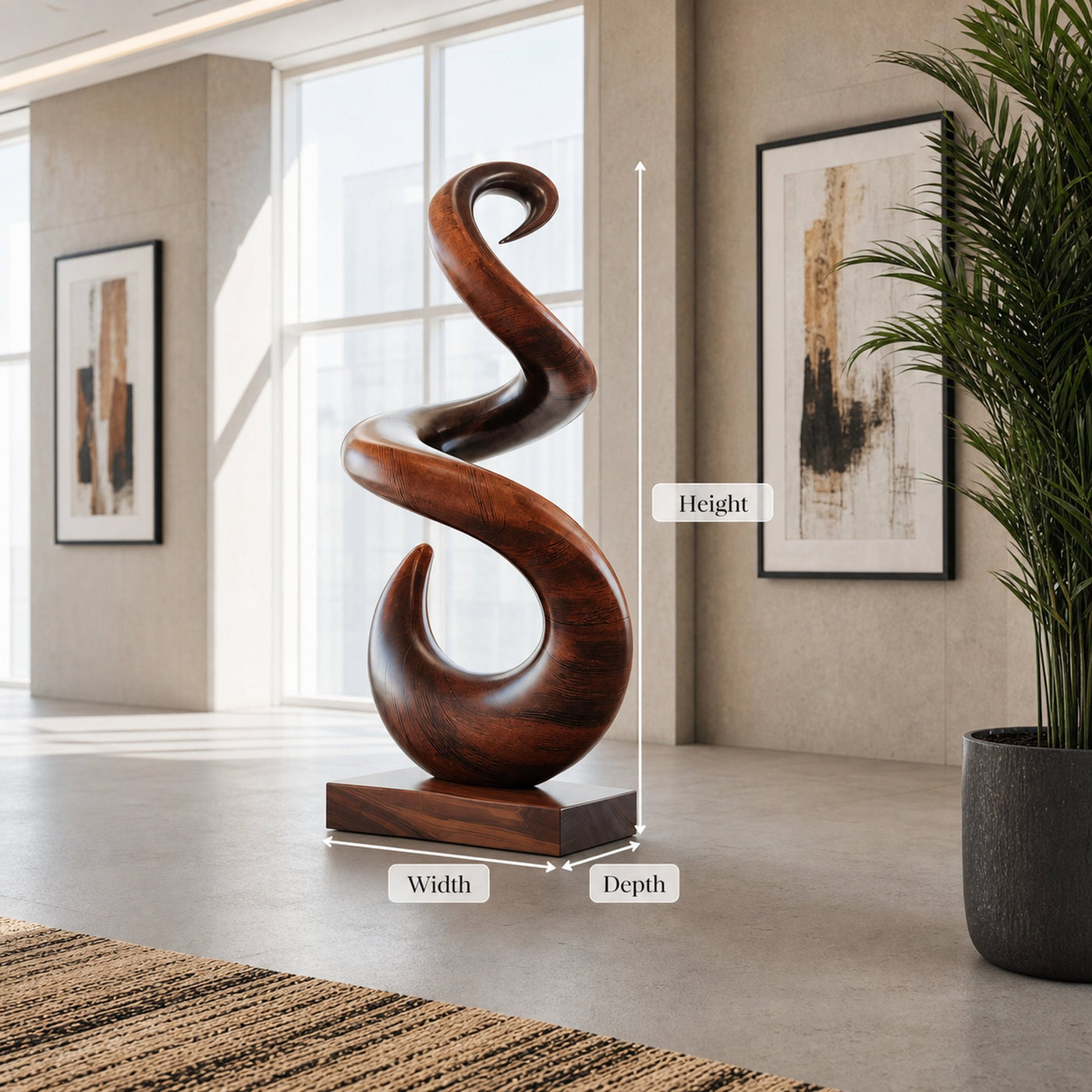 Hand Carved Abstract Wooden Sculpture For Yard Decor - product view 8