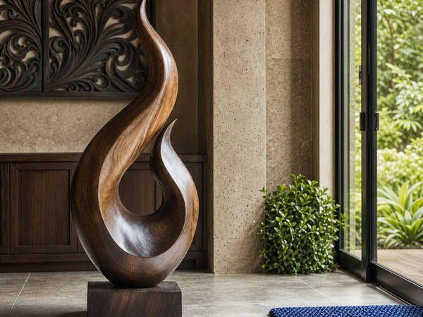 Handcrafted Abstract Wood Statue For Home Accent