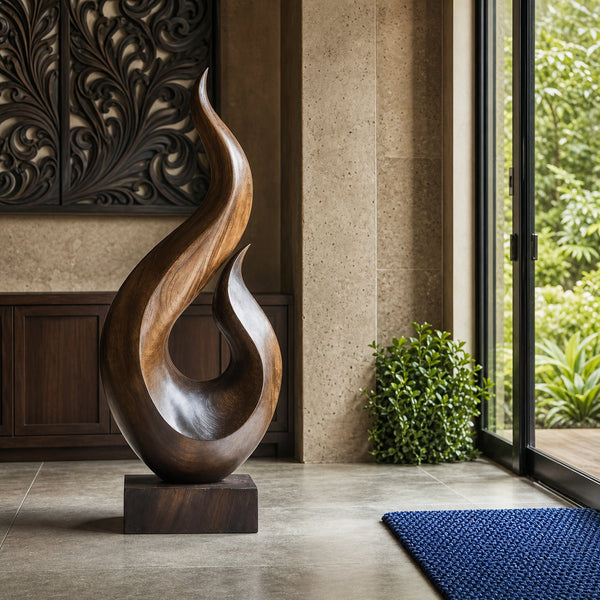 Handcrafted Abstract Wood Statue For Home Accent