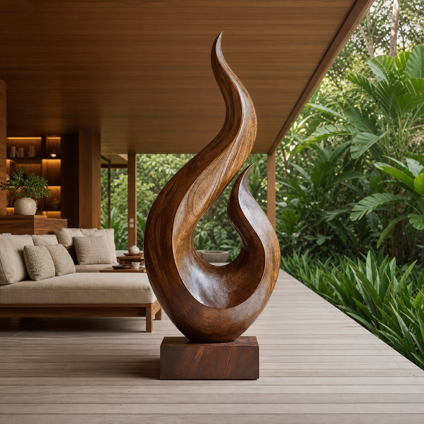Handcrafted Abstract Wood Statue For Home Accent - product view 6